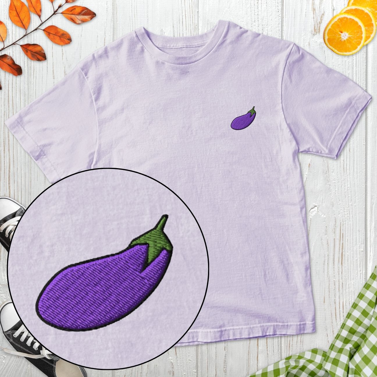 Eggplant Embroidered T-Shirt