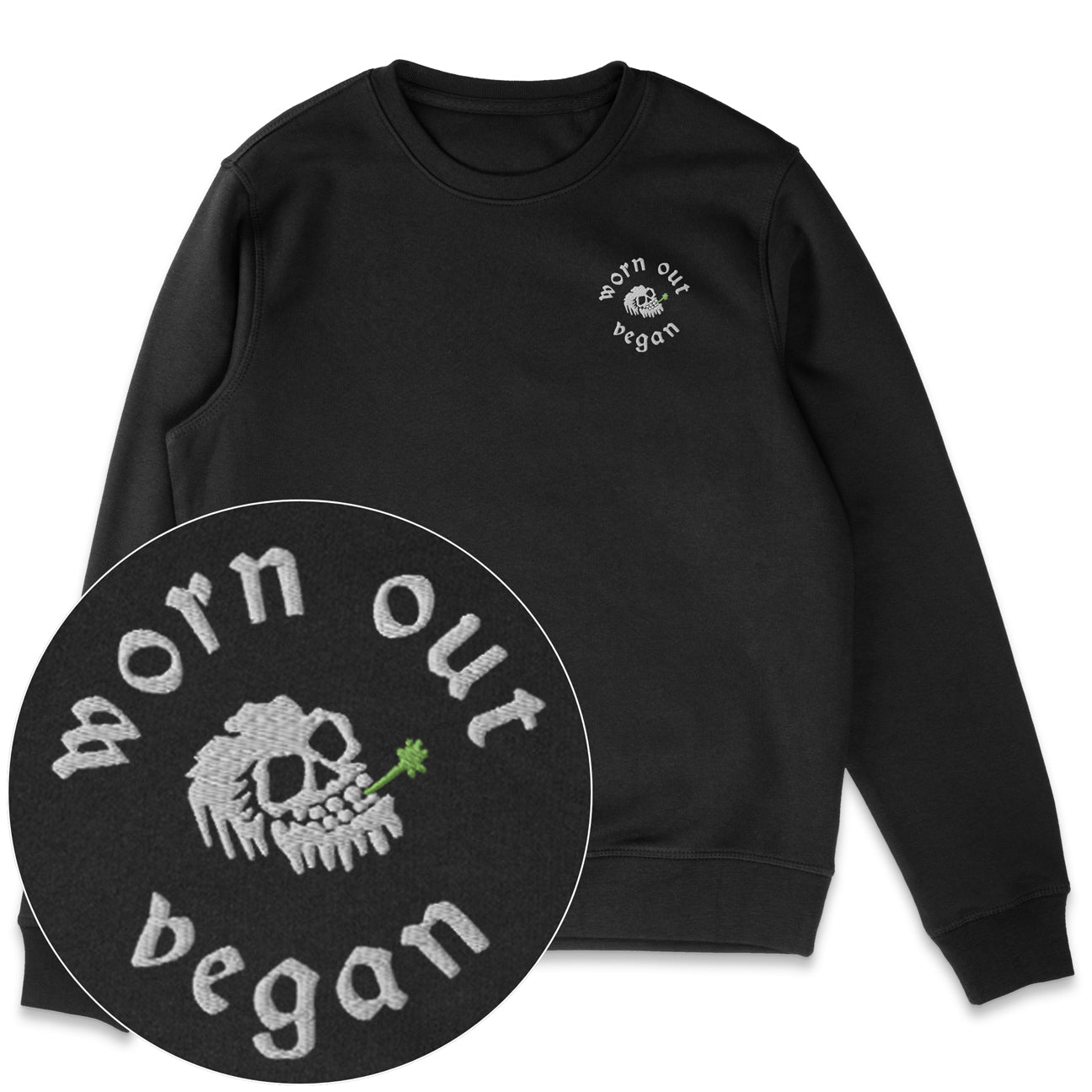 Worn Out Vegan Embroidered Sweatshirt