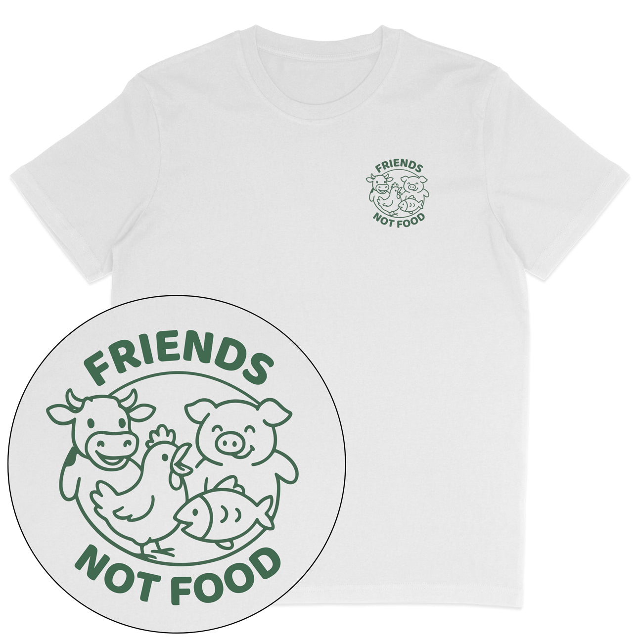 Friends Not Food T-Shirt – Worn Out Vegan - Main Image