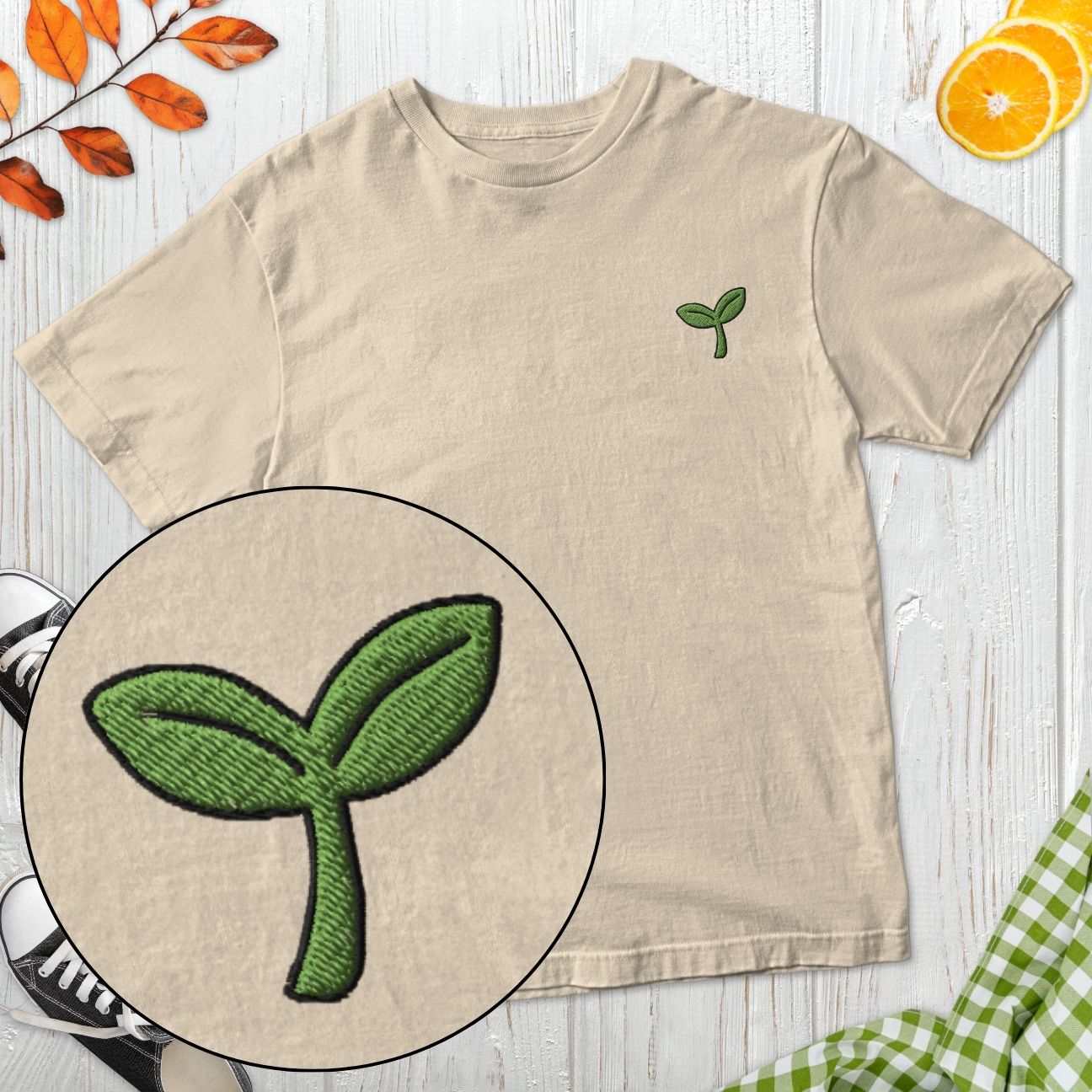 Plant Embroidered T-Shirt