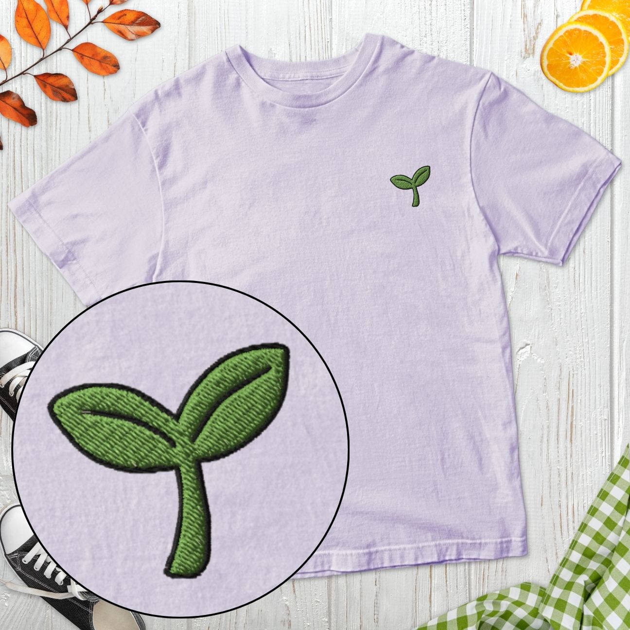 Plant Embroidered T-Shirt