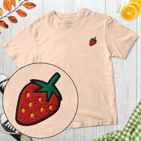 Strawberry Embroidered T-Shirt