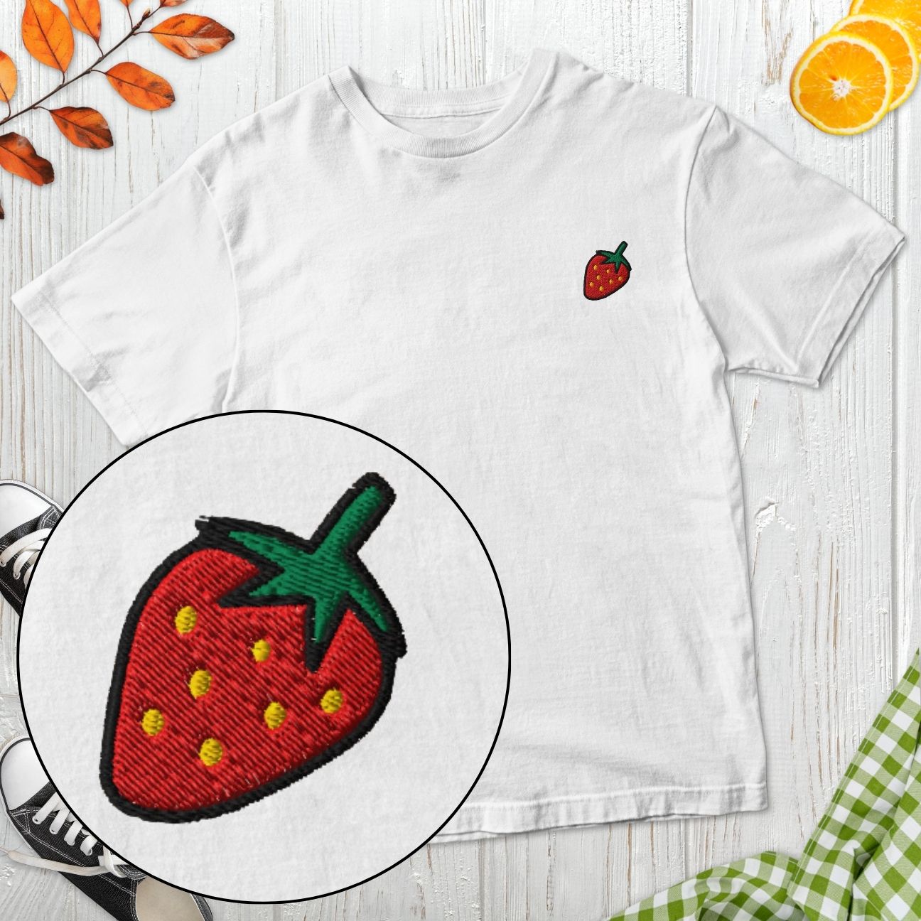 Strawberry Embroidered T-Shirt