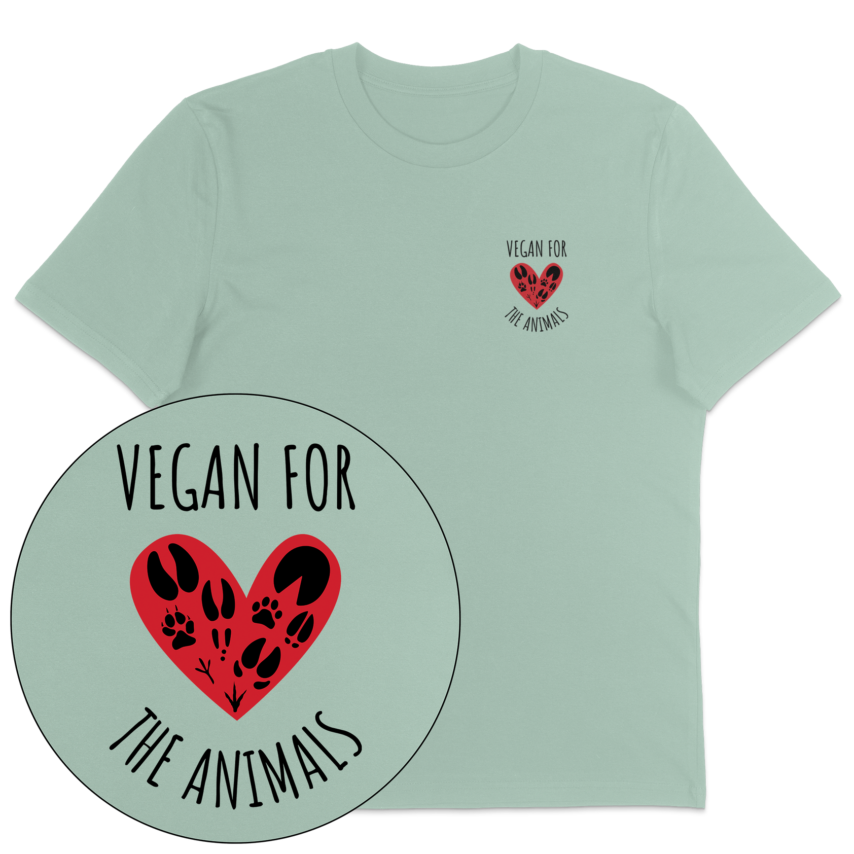 Vegan For The Animals Heart T-Shirt
