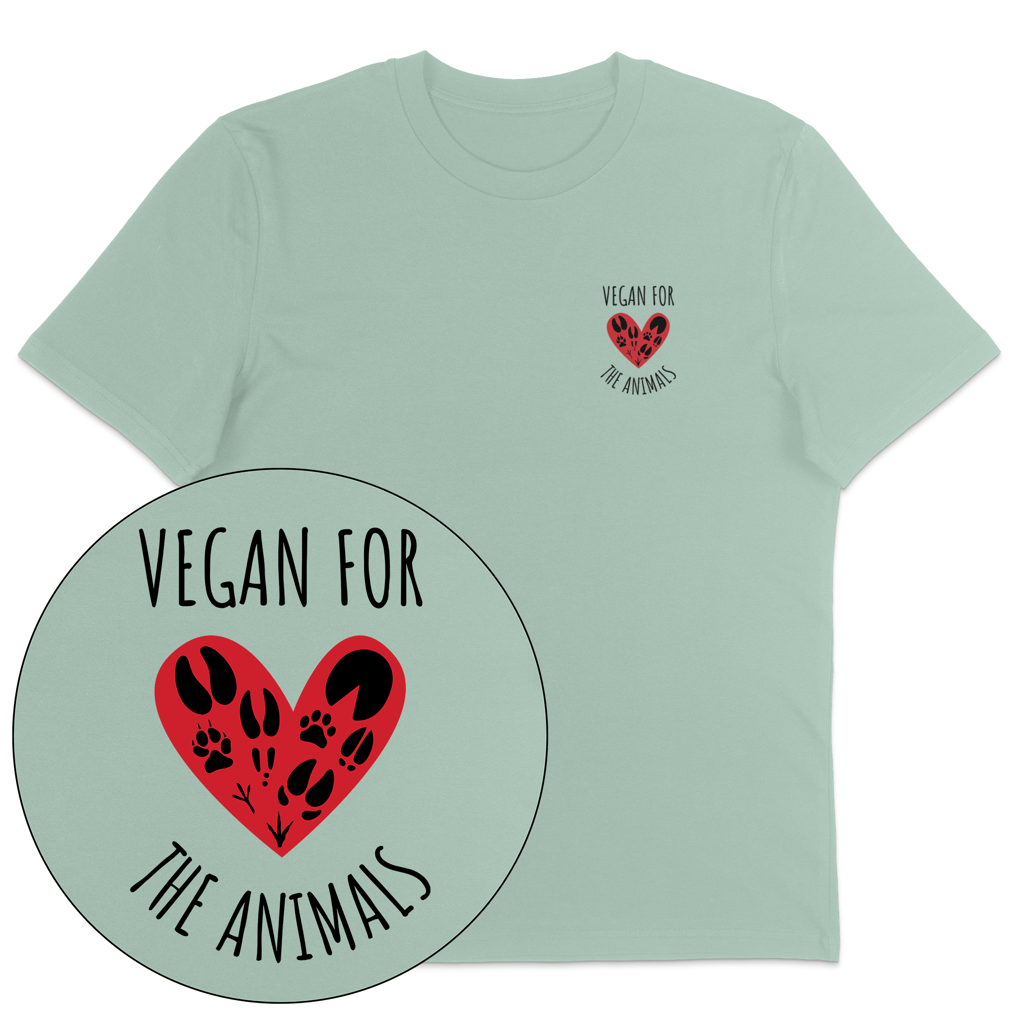 Vegan For The Animals Heart T-Shirt