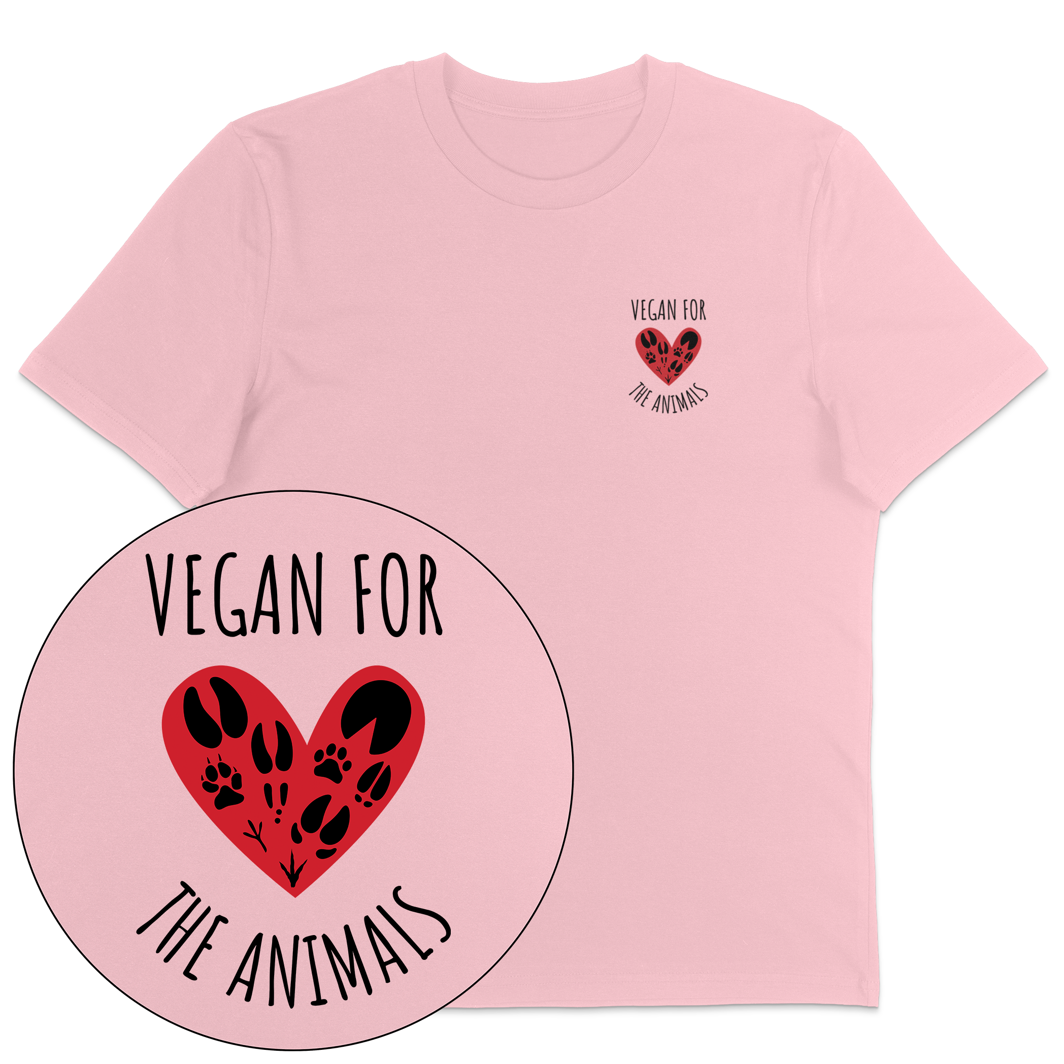 Vegan For The Animals Heart T-Shirt
