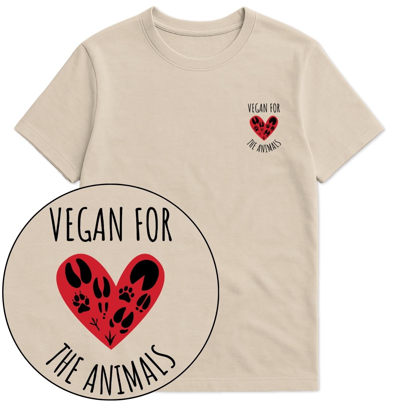 Vegan For The Animals Heart T-Shirt