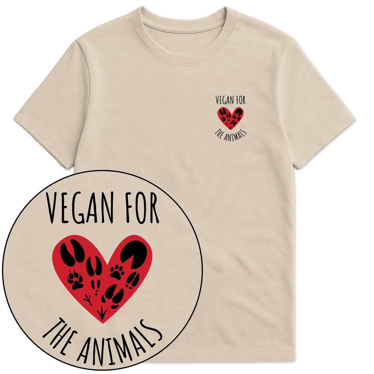 Vegan For The Animals Heart T-Shirt