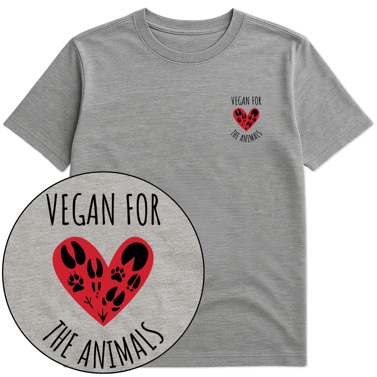Vegan For The Animals Heart T-Shirt