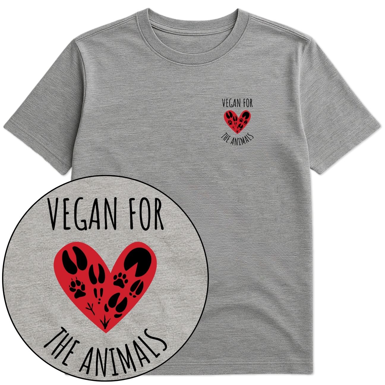 Vegan For The Animals Heart T-Shirt