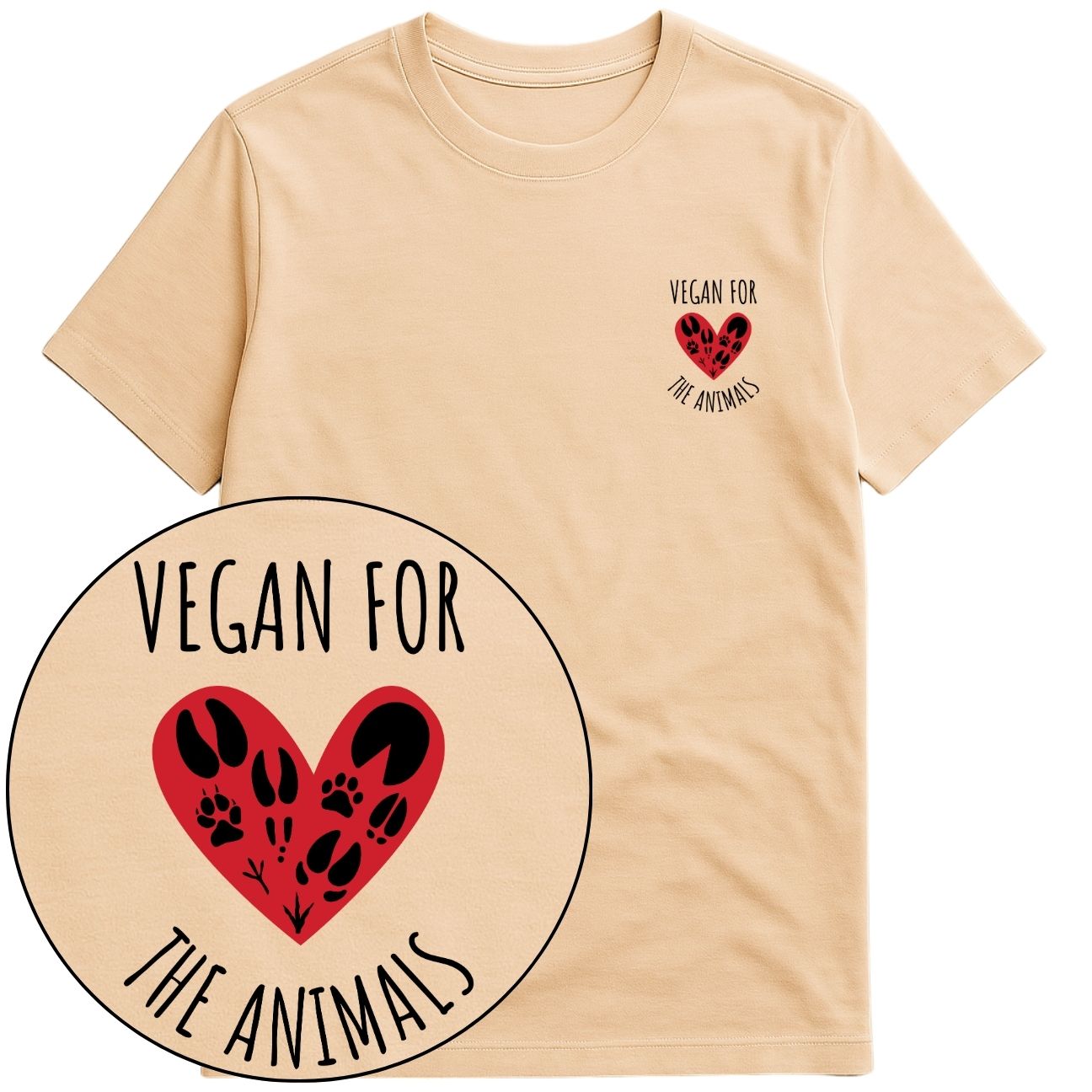 Vegan For The Animals Heart T-Shirt