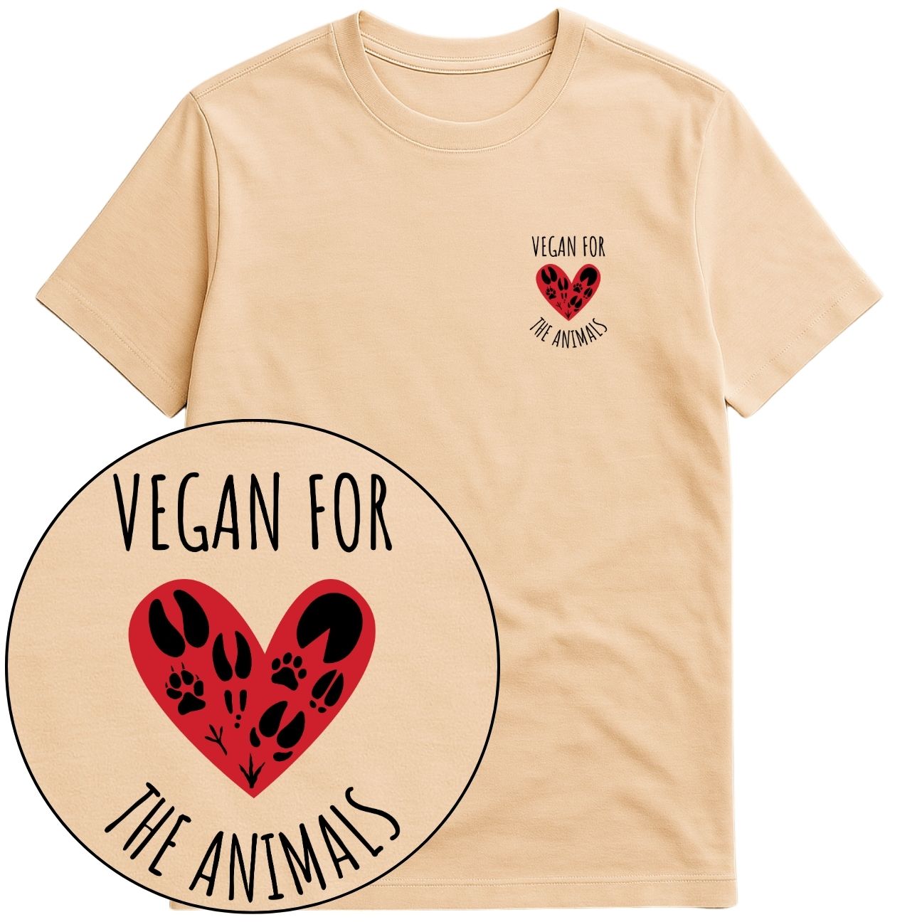 Vegan For The Animals Heart T-Shirt