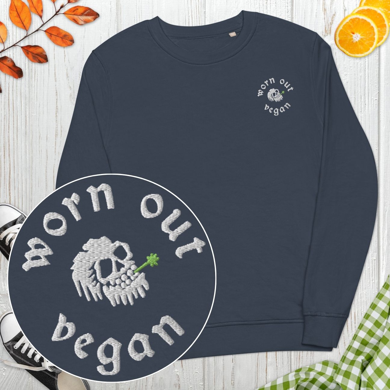 Worn Out Vegan Embroidered Sweatshirt