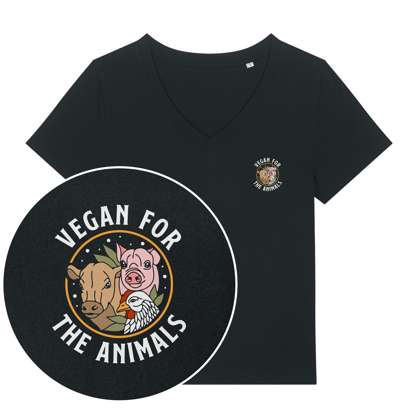 Vegan For The Animals Earthlings V Neck T-Shirt