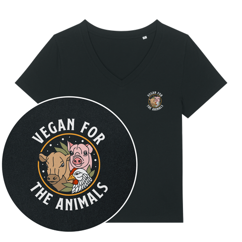Vegan For The Animals Earthlings V Neck T-Shirt