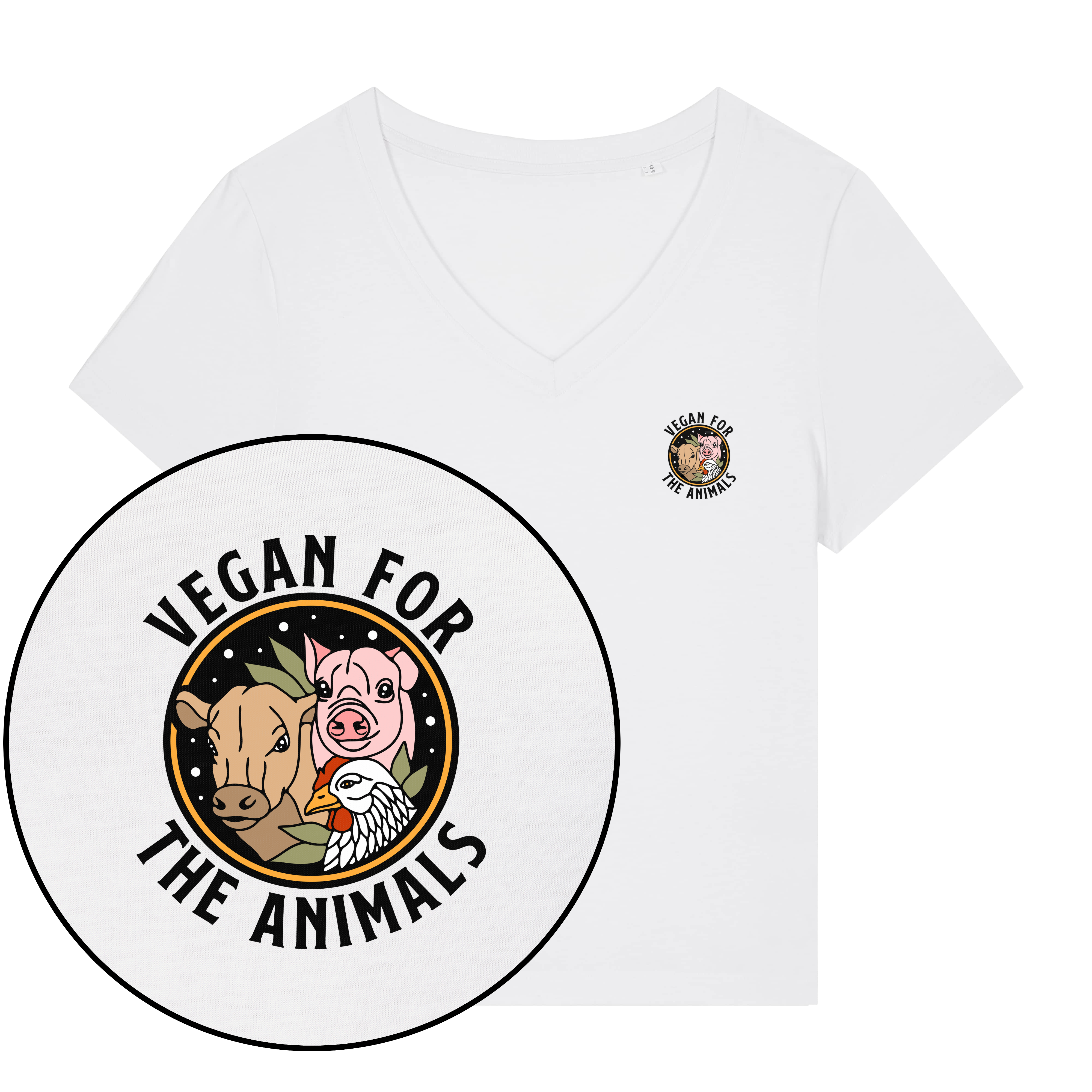 Vegan For The Animals Earthlings V Neck T-Shirt