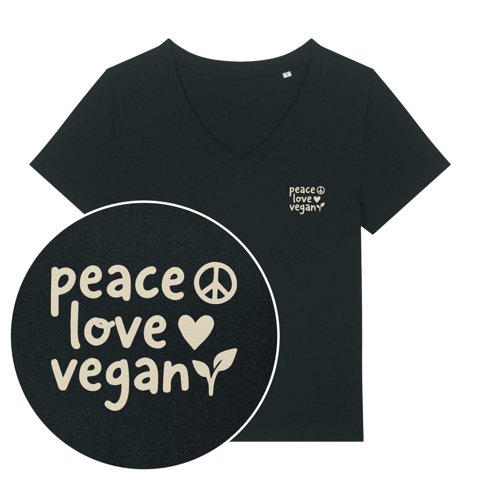 Peace Love Vegan Women's V Neck T-Shirt