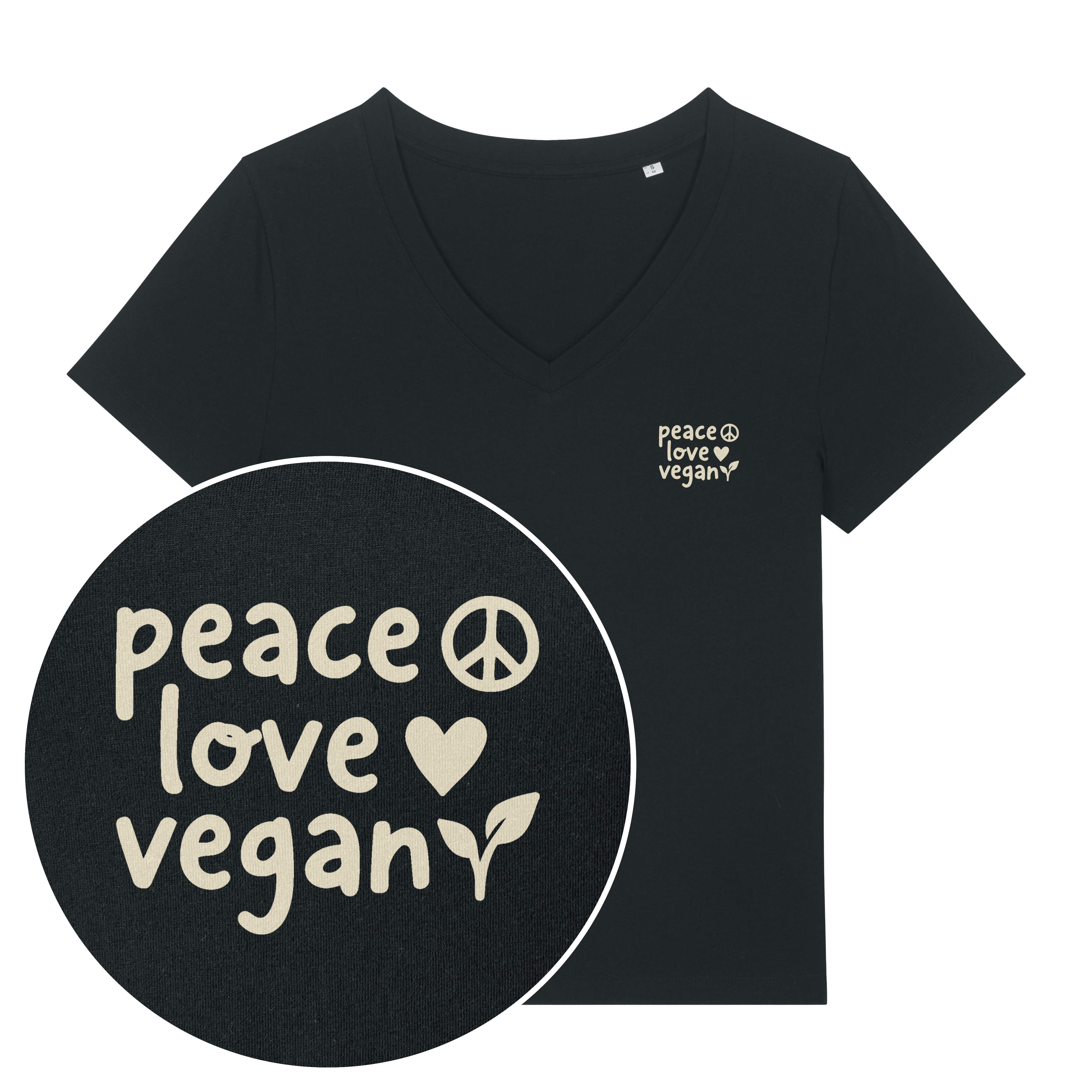 Peace Love Vegan Women's V Neck T-Shirt
