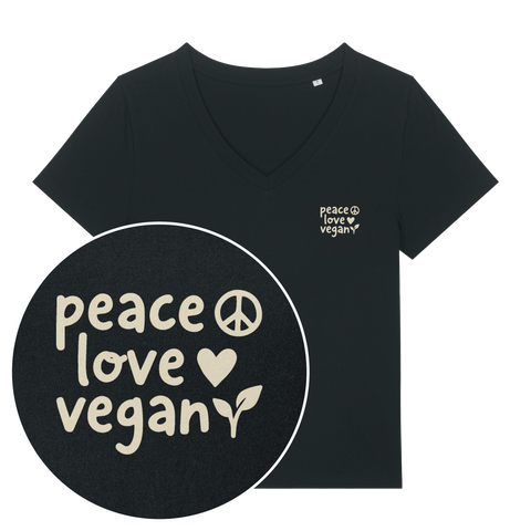 Peace Love Vegan Women's V Neck T-Shirt