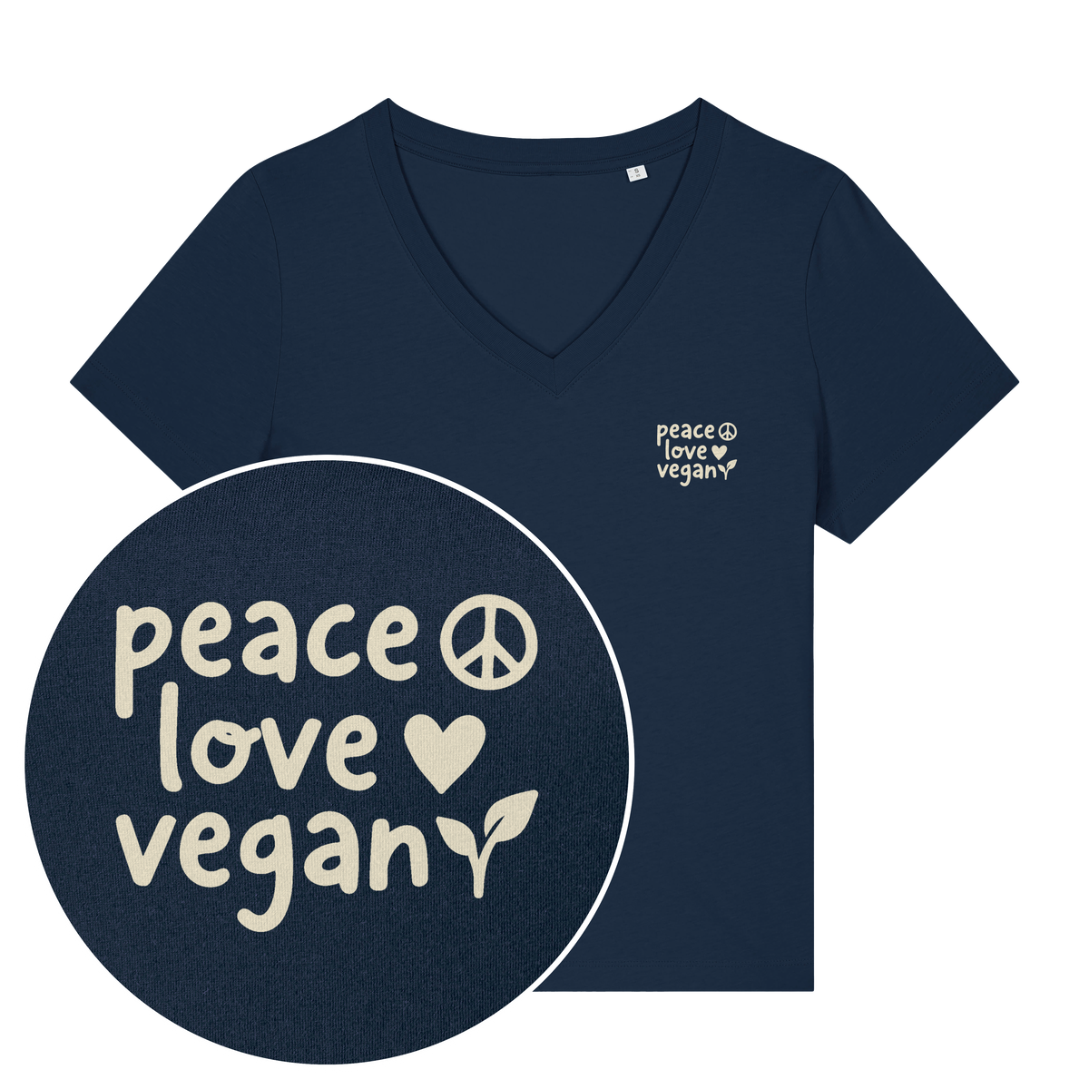 Peace Love Vegan Women's V Neck T-Shirt