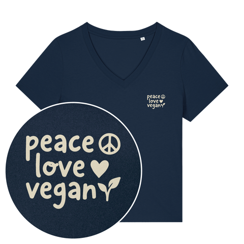 Peace Love Vegan Women's V Neck T-Shirt