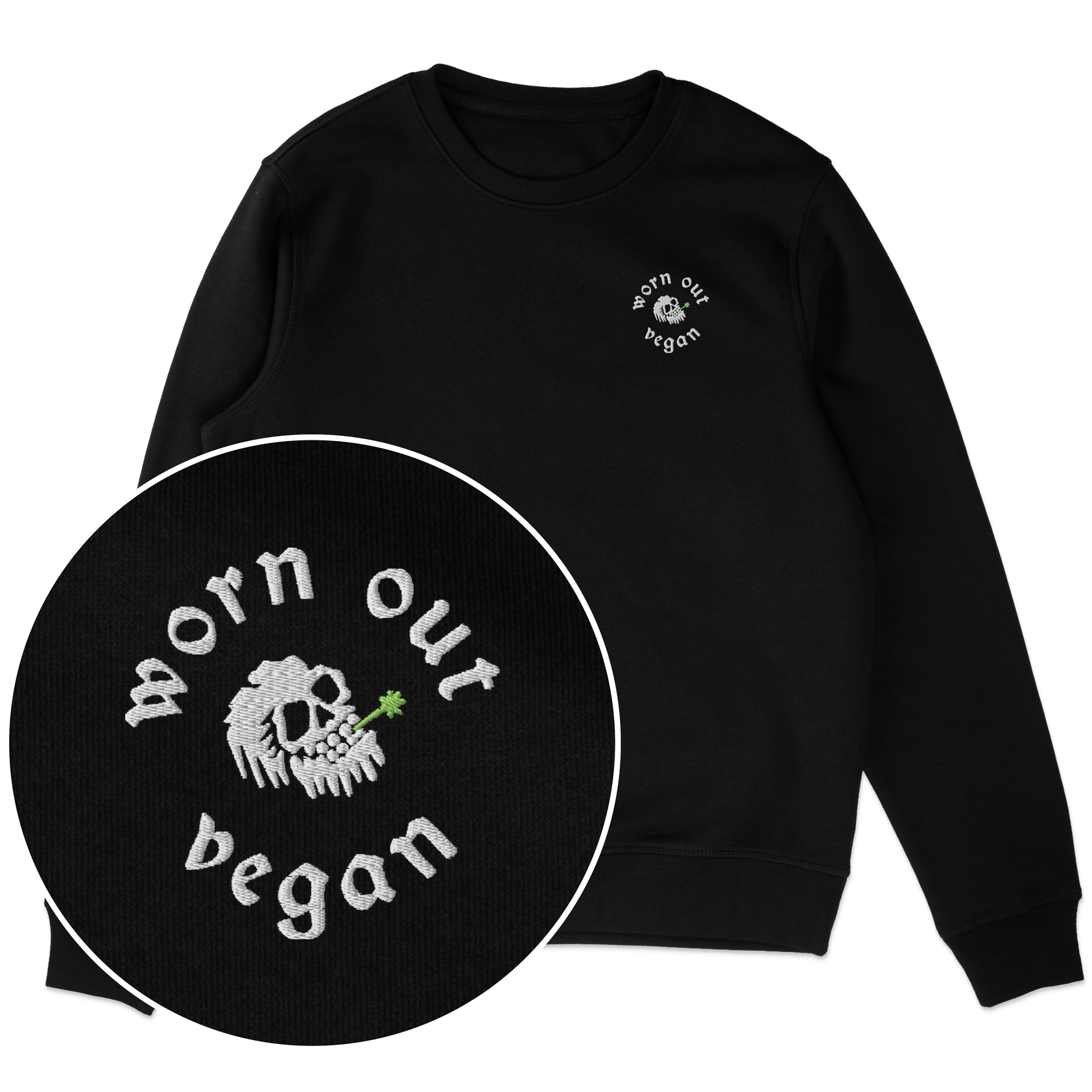 Worn Out Vegan Sweatshirt (Embroidered)