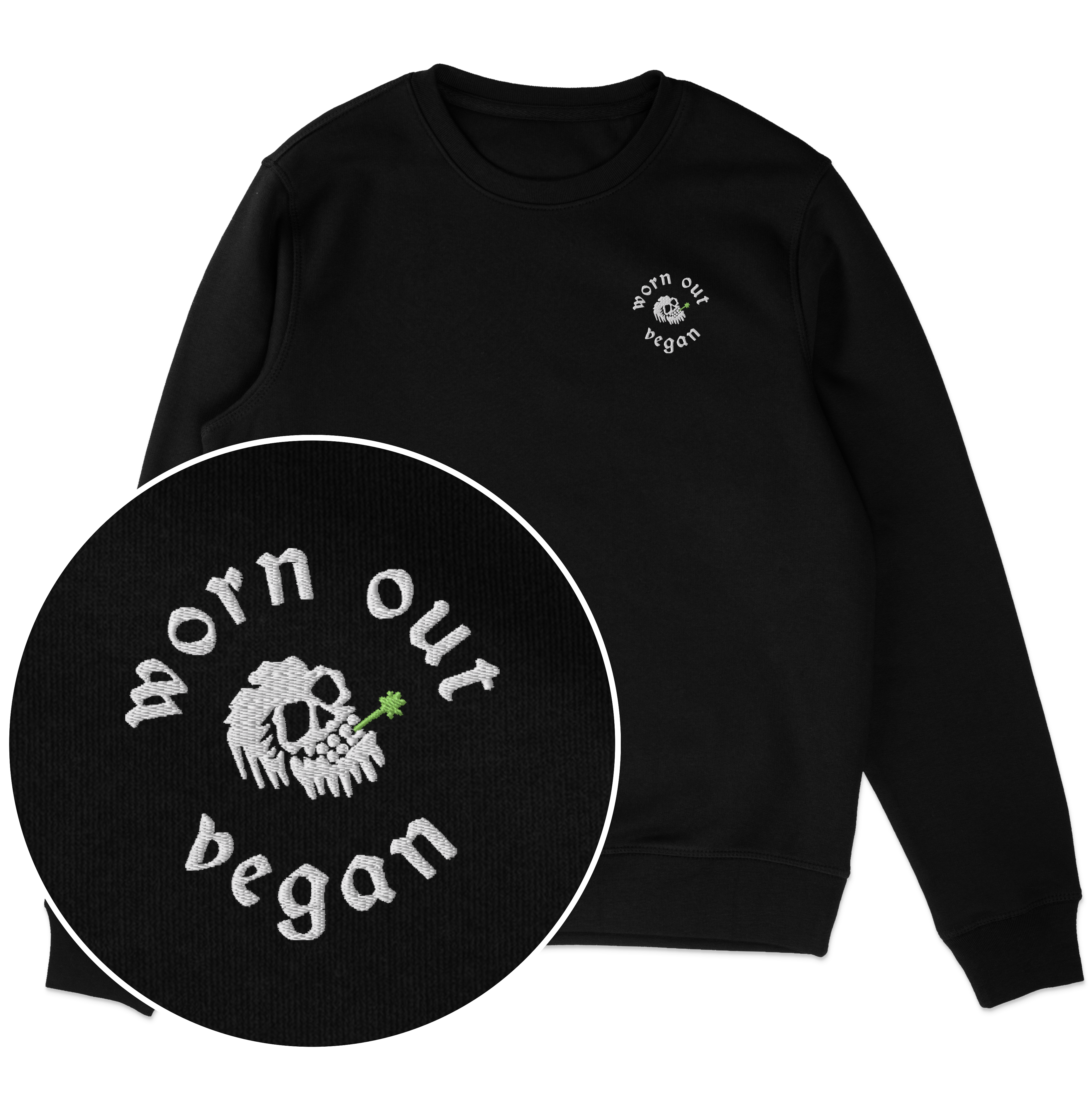 Worn Out Vegan Sweatshirt (Embroidered)