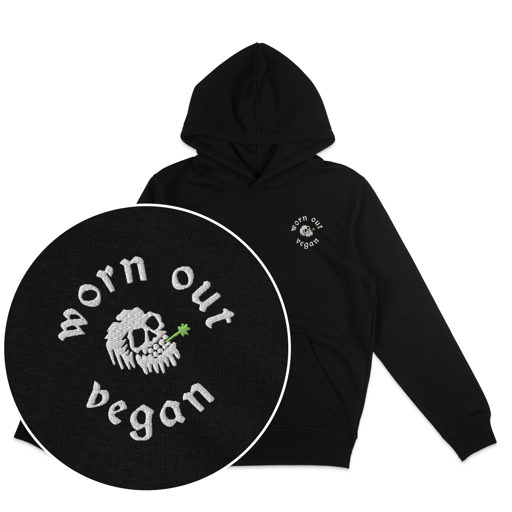 Worn Out Vegan Hoodie (Embroidered)