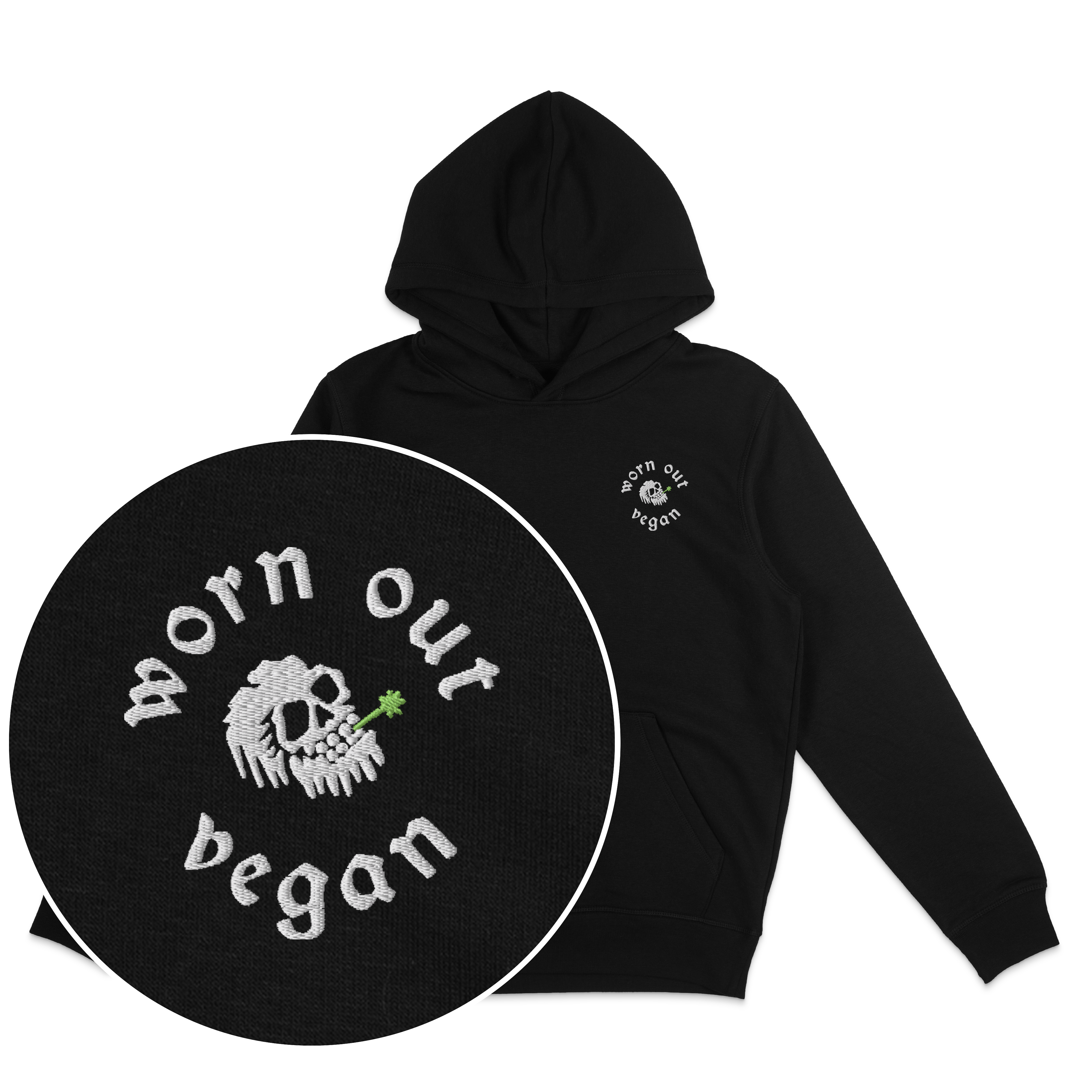 Worn Out Vegan Hoodie (Embroidered)