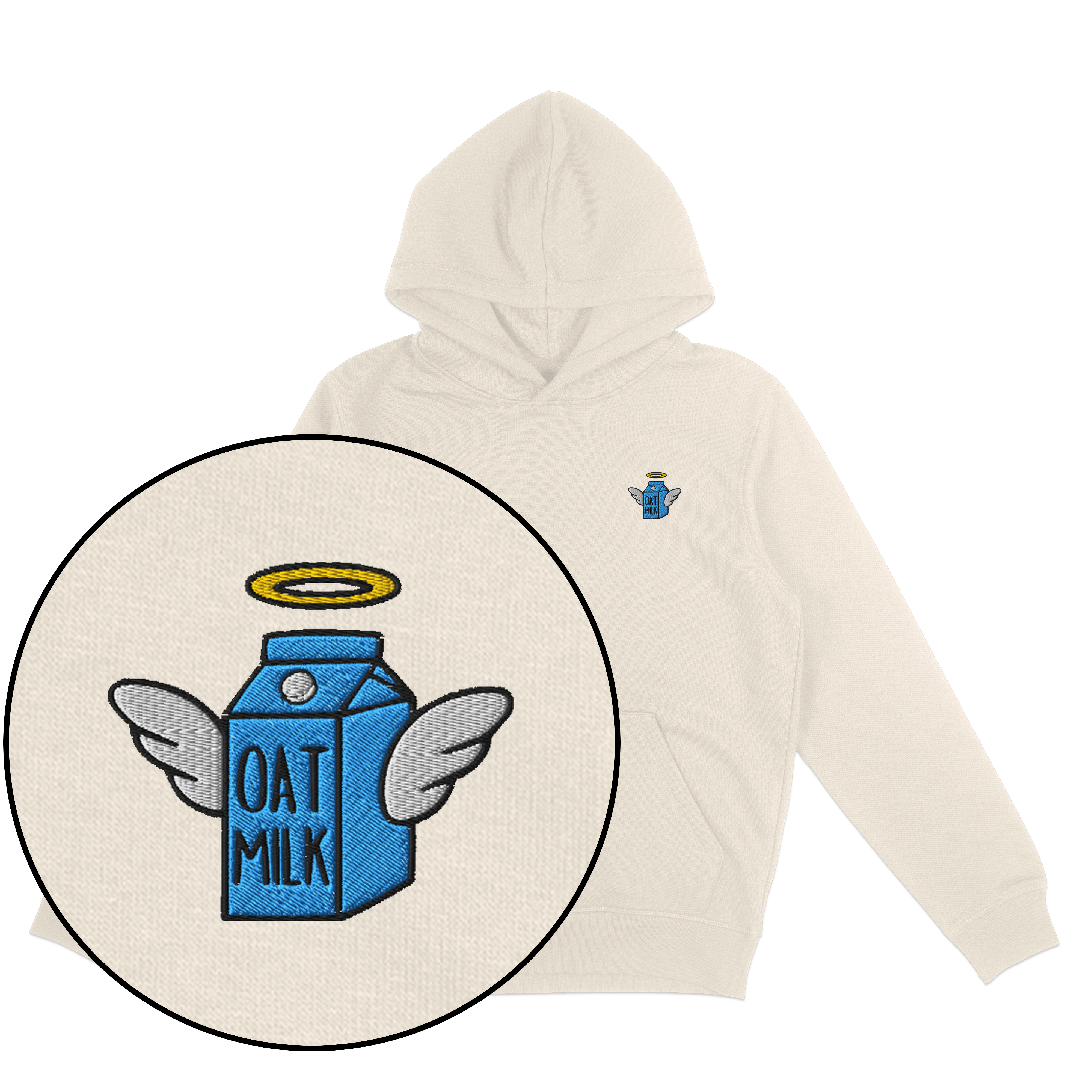 Oat Milk Hoodie (Embroidered)