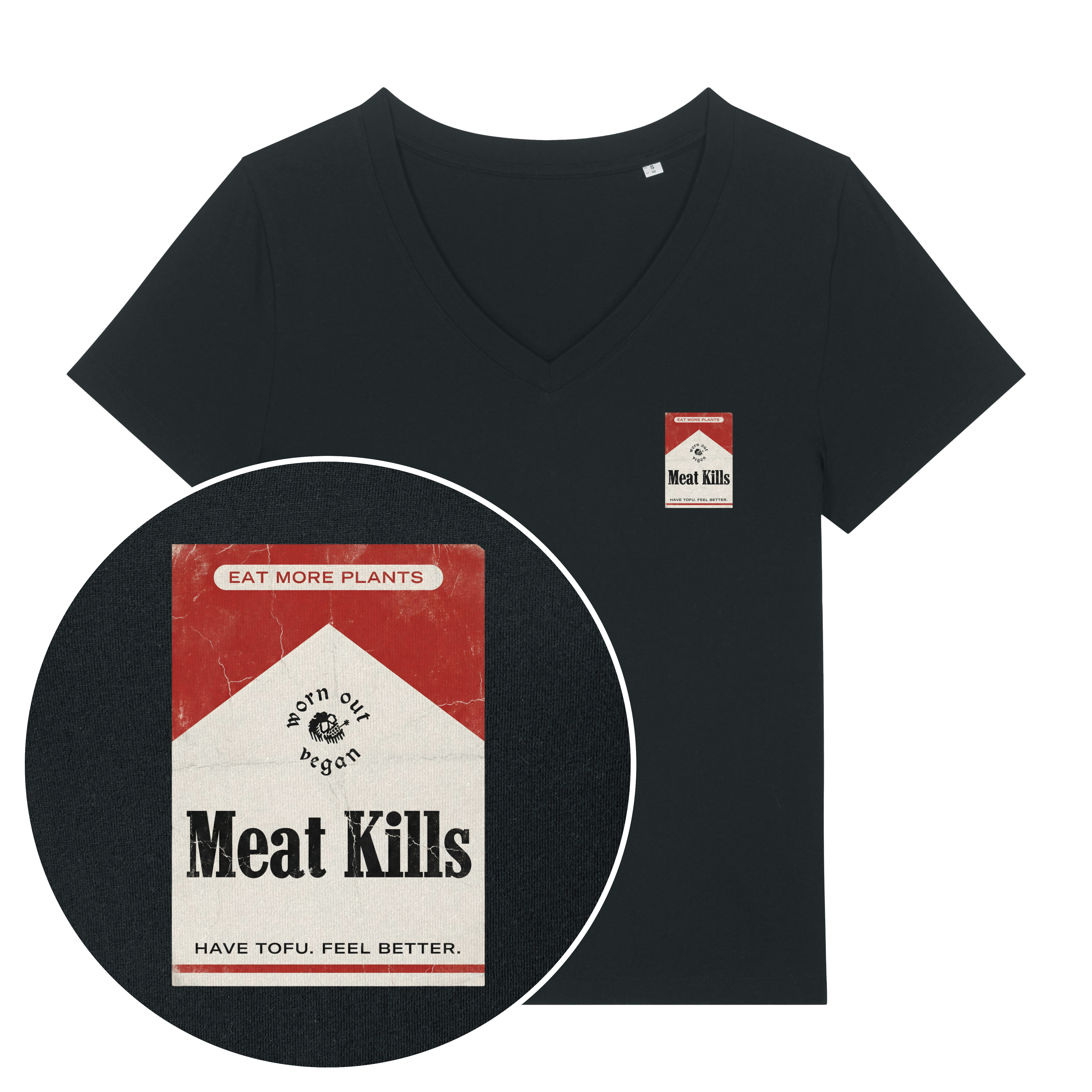 Meat Kills Women's V Neck T-Shirt