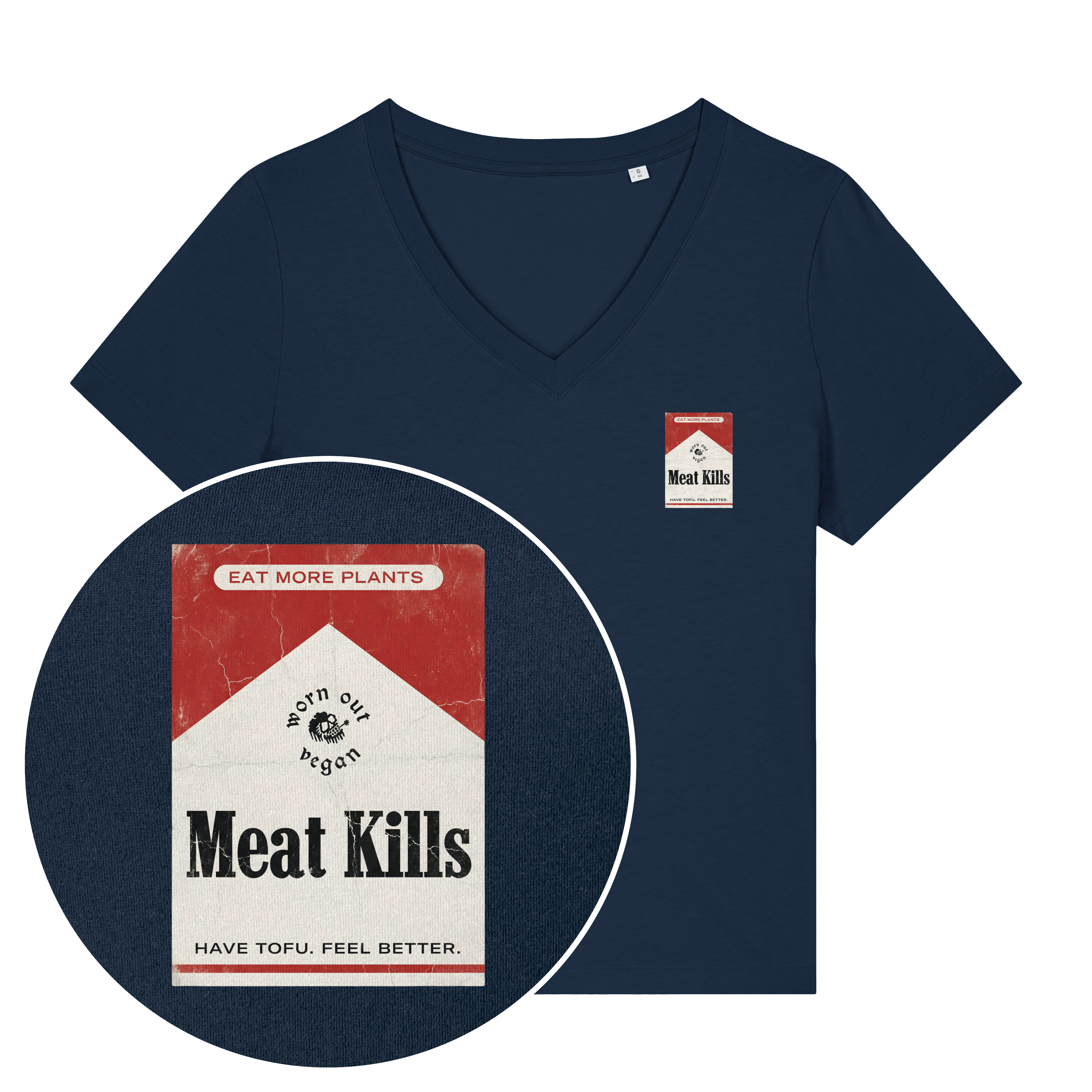 Meat Kills Women's V Neck T-Shirt