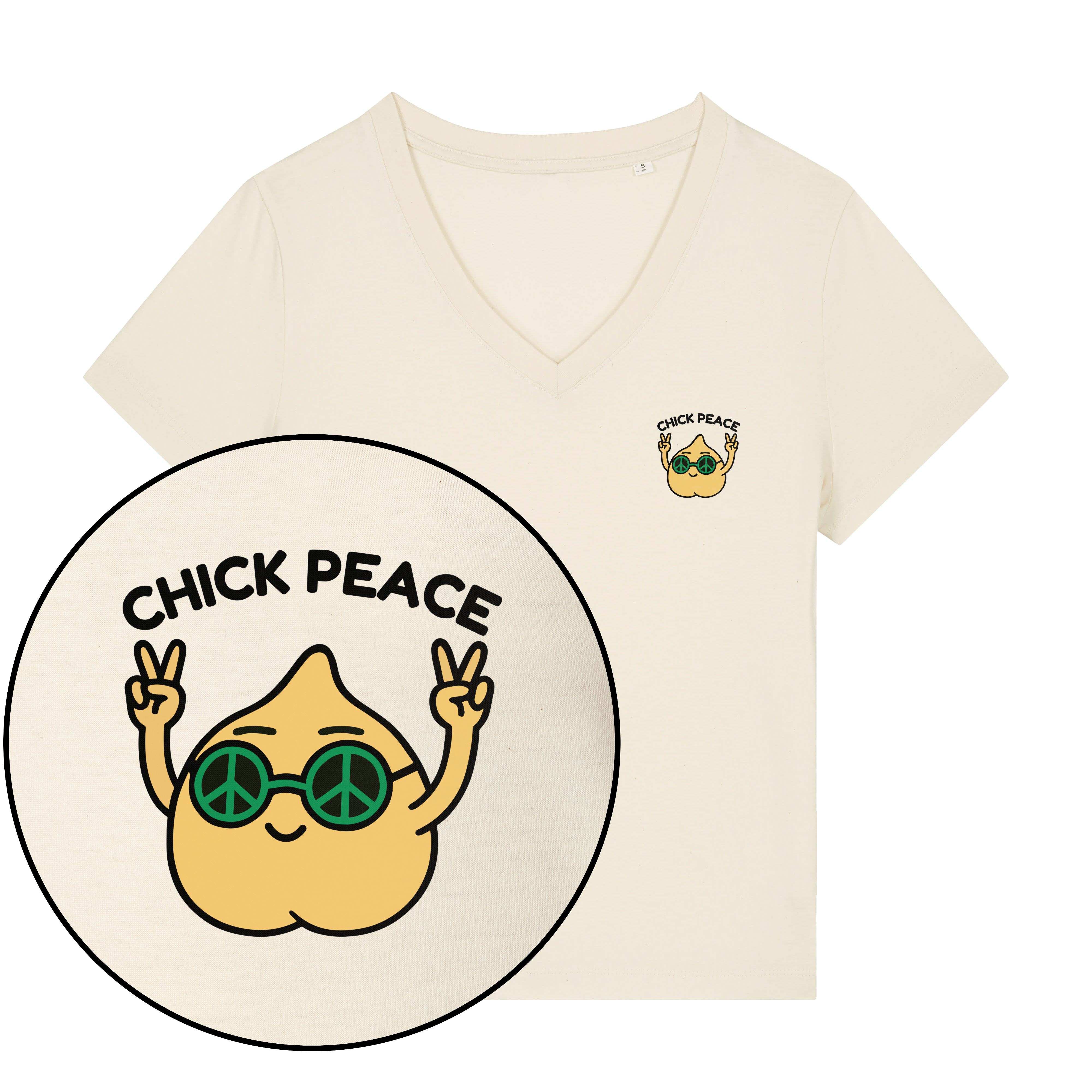 Chick Peace Women's V Neck T-Shirt