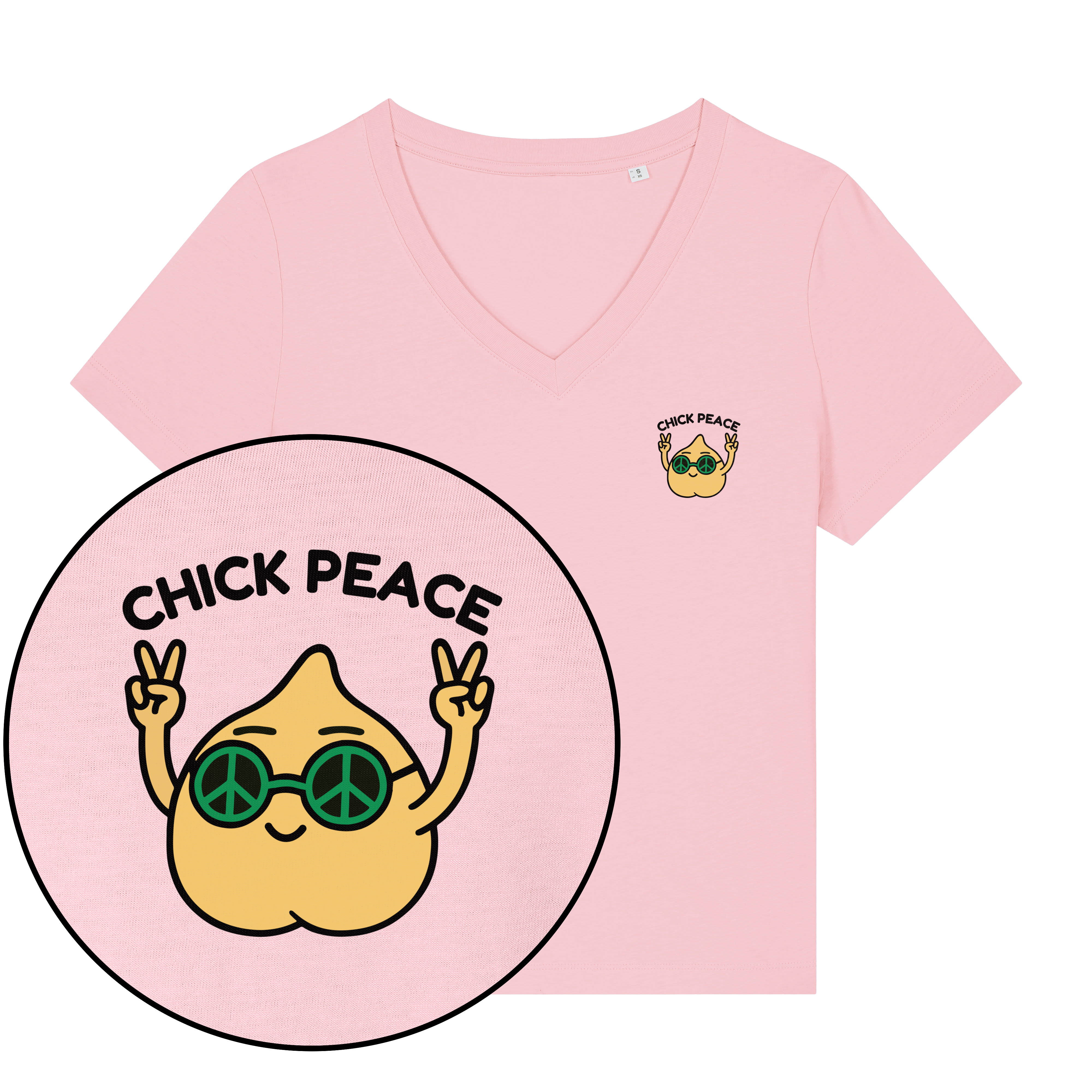 Chick Peace Women's V Neck T-Shirt
